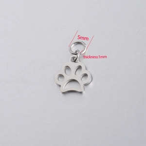 Pendentif patte de chien évidé en acier inoxydable 15x16mm avec anneau de 5mm
