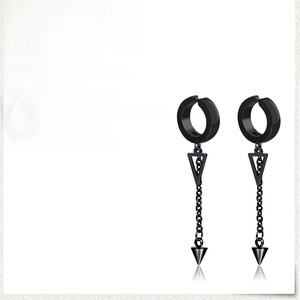 Detailed product parameters of black punk stainless steel triangle hoop earring