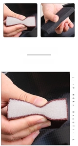 Flexible emery sponge for kitchen rust removal showing high elasticity and durable texture