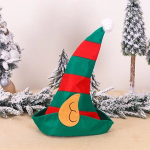 Chapeau de lutin de Noël festif à rayures rouges et vertes avec oreilles pointues