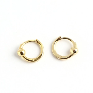 Elegant gold S925 sterling silver hoop earrings with bead charm for a minimalist look