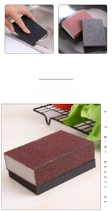 Detail of dual-layer emery sponge showing the abrasive surface for pot scale removal
