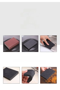 Macro detail showing flexible emery sponge texture for heavy-duty kitchen pot cleaning