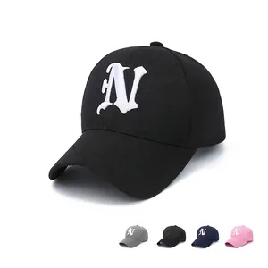 Casquette De Baseball Brodée Lettre N Style Gothique Réglable Twill Chapeau Soleil Extérieur Pour Hommes Femmes