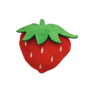 Cute strawberry plush brooch for bags and scarves, adorable red fruit soft accessory