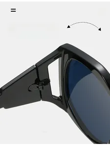 Macro shot of durable metal hinge on black urban fashion sunglasses with thousands of folds