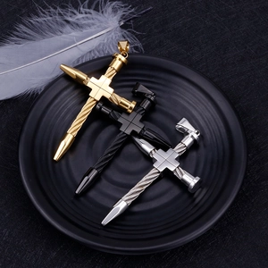 Titanium steel cross necklace for men in gold, black, and silver finishes