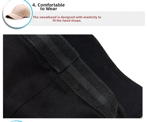 Détail du bandeau élastique à l'intérieur de la casquette noire pour un port confortable