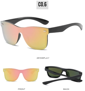 Multi-angle views of cycling sunglasses with black frames and orange mirrored lenses