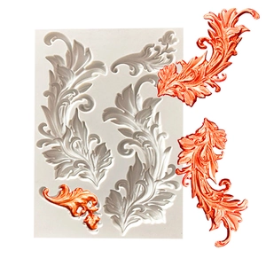 Moule en silicone relief baroque avec ornements détaillés pour décor de gâteaux
