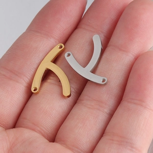 Polished stainless steel wishbone connectors for DIY necklaces in gold and silver finish