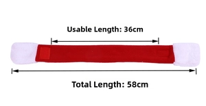 Red Christmas pet scarf with white plush trim and velcro, total length 58cm and 36cm usable