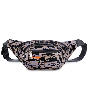 Waterproof camouflage sport waist bag with nylon material and adjustable strap for outdoors