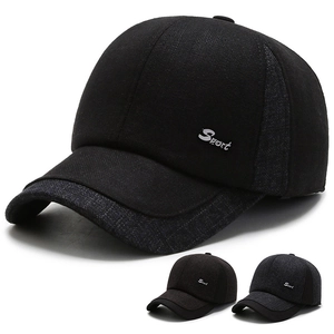 Mens Winter Warm Baseball Cap Woolen Blend Ear Protection Outdoor Sporty Hat For Middle Aged And Elderly