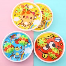 Detailed view of colorful sticky sucker ball plates with cute animal cartoon designs
