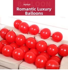 Close-up of 10 inch red matte latex balloons for wedding party and birthday decorations