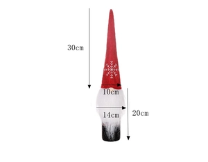 Detailed dimensions of the Christmas gnome wine bottle cover with red hat and white beard
