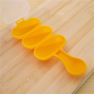 DIY yellow spherical rice ball mold with three compartments for kids sushi and meatball making