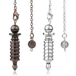 Metal Dowsing Pendulum Necklace Copper Detachable Reiki Healing Spiral Conical Pendant Divination Tools
