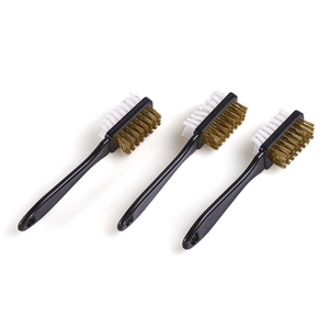 3-piece set of double-sided suede cleaning brushes with nylon and brass wire bristles