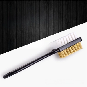 Dual-sided shoe brush with copper wire and soft bristles for suede and nubuck leather care