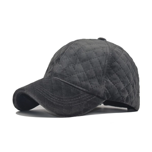 Quilted corduroy baseball cap in charcoal grey with diamond stitching for winter warmth