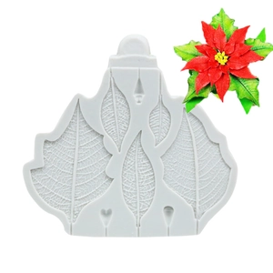 Macro detail of leaf and heart patterns on flexible silicone fondant craft mold