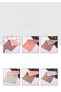 Macro detail of double-sided diamond pattern absorbent microfiber dishcloth with wavy edges