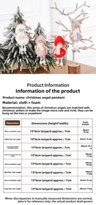Size specifications for Christmas angel tree ornaments made of fabric and foam