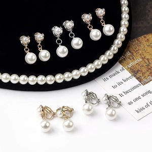 Elegant Dangle Earrings For Women With White Faux Artificial Pearl Rhinestone Alloy Floral Pinwheel And Silver Earring Post