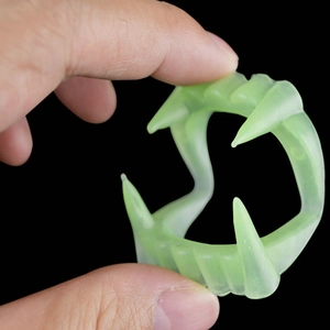 Halloween fluorescent green plastic vampire fangs for zombie costume party makeup