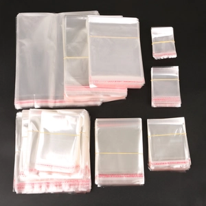 Transparent self-sealing OPP packaging bags for jewelry available in multiple sizes