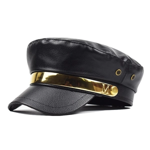 Cappello Marina Militare A Testa Piatta Pelle PU Lettera M Fibbia In Metallo Moda Retro Newsboy Per Donna Autunno Inverno