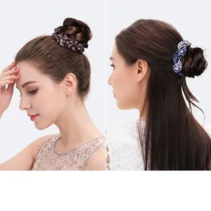 Elegant rhinestone hair bun clips in blue and purple, available in large and medium sizes