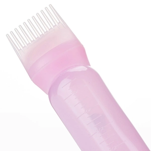 Flacone rosa con pettine applicatore per tinta capelli e scala graduata da 5oz