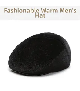 Close-up of thick black faux fur lining on a men's winter hat for extreme warmth