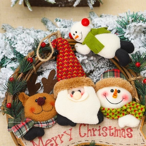Christmas rattan wreath decoration with Santa Claus elk and Merry Christmas sign