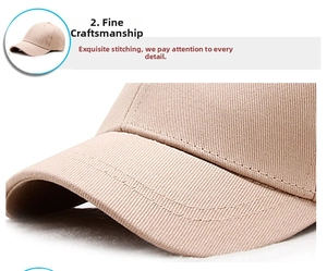 Gros plan des coutures de précision d'une casquette de baseball en sergé de coton beige