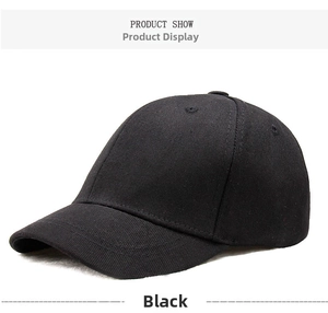 Détails de la casquette de baseball noire en coton avec structure à six panneaux