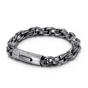 Men Chain Bracelet 316L Stainless Steel Retro Punk Chunky Woven Industrial Style Metal Wristband With Plug-in Clasp