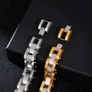Mens stainless steel watch link bracelet in silver and two-tone gold finish