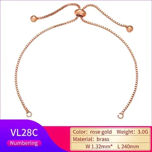 Dettaglio catena box in ottone oro rosa con chiusura a scorrimento per bracciali DIY