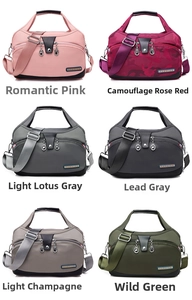 Waterproof nylon shoulder bags in six various colors with adjustable straps
