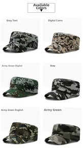 Six different patterns of flat top camouflage caps for outdoor training and sun protection