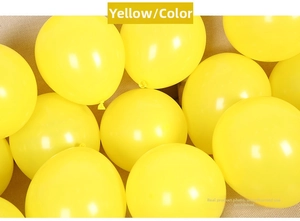 Detail of premium yellow matte latex balloons for birthday and wedding decorations