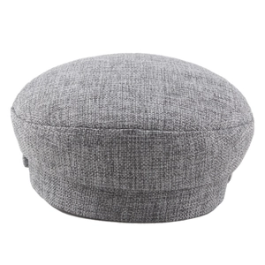 Casquette de marin grise en lin au design rétro plat et tissu texturé pour l'automne-hiver