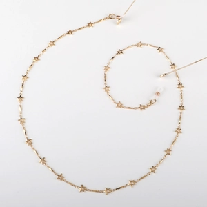 Chaîne à lunettes faite main en or avec étoiles évidées et boucles silicone
