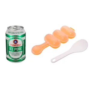 DIY sushi ball maker set with orange three-piece mold and non-stick rice paddle scoop