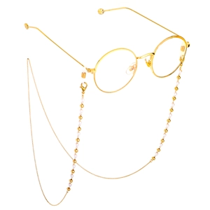 Chaîne De Lunettes Élégante Métal Plaqué Or Avec Künstliche Perles Blanches Anti Glisse Cordon De Lunettes Pour Lunettes De Soleil