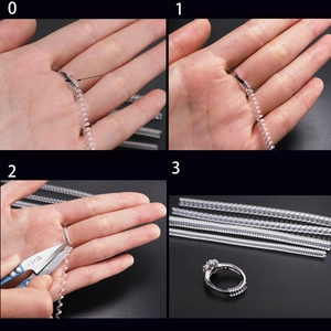 Step-by-step guide for using transparent spiral ring size adjuster on a silver ring
